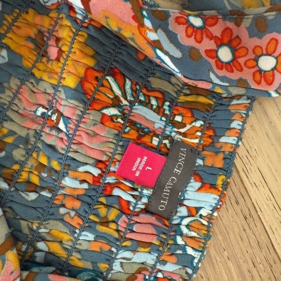 $69 Vince Camuto  Floral Square-Neck Smocked-Back Maxi Dress Size large m9 - Picture 5 of 5